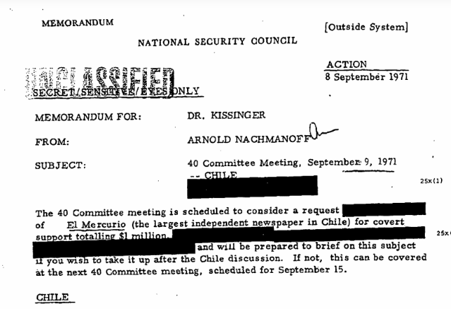 New Documents on Kissinger and Chile
