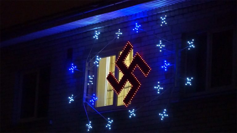 Latvian man lights up swastika Christmas ornament, authorities say it’s a folk symbol