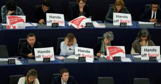 MEPs protest Syria strikes during Macron’s call for EU unity