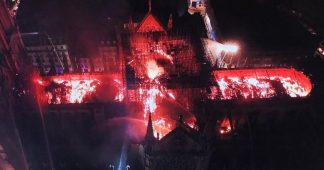 The burning of Notre-Dame cathedral in Paris