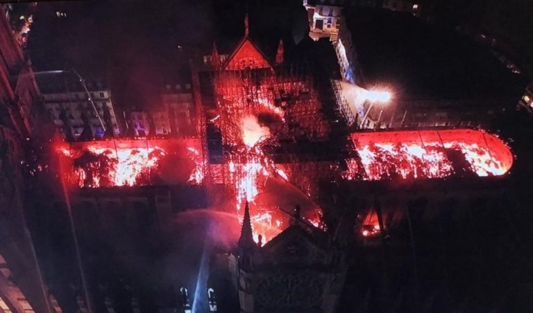 The burning of Notre-Dame cathedral in Paris