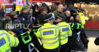 Scuffles with police in central London as outraged anti-Brexit protesters march on 10 Downing Street