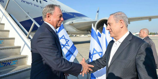 Bloomberg defied a flight ban to show support for Israel, defended the country shelling a school and killing sleeping children