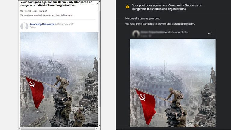 Freak V-Day glitch? Facebook engine CENSORS iconic photo with Soviet flag raised over Reichstag