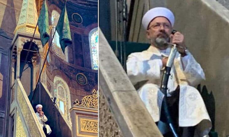 Turkey’s top religious authority head delivers Friday sermon at Hagia Sophia with a sword in hand