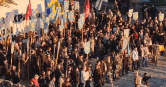 Ukrainian far-right nationalists stage march in center of Kiev to mark 77th anniversary of WWII Nazi military division SS Galicia