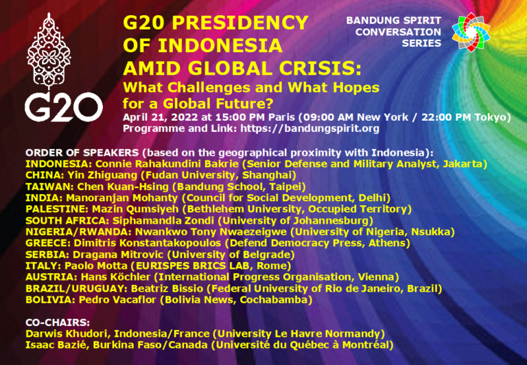 G20 PRESIDENCY OF INDONESIA AMID GLOBAL CRISIS: What challenges and what hopes for a global future?