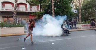 Disgraceful greek police runs amok at a peaceful protest in solidarity to anarchist on hunger strike