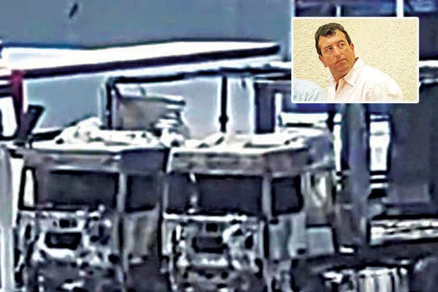 Burlotto at the gas station of the son of the murdered Yannis Skaftouros