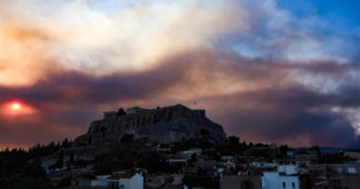 Greek wildfires produce 700km smoke cloud stretching across southern Europe