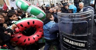 Pro-Palestinian protesters clash with police on closing day of G7 meeting