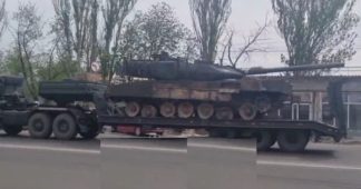 Russia brings captured German-made Ukrainian Leopard 2A6 tank to Moscow.