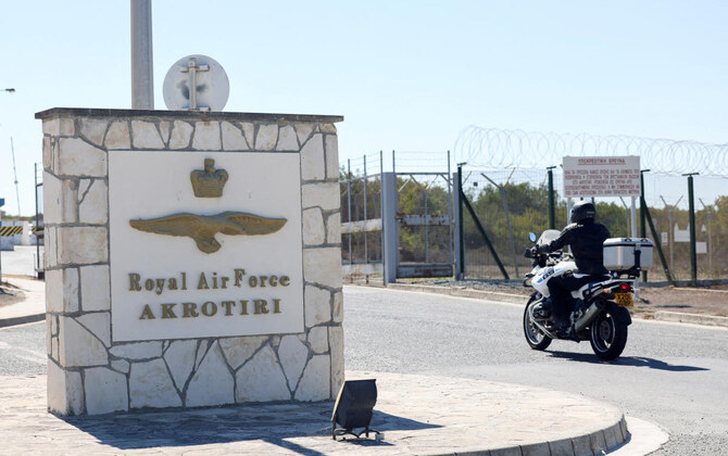 Activists protest escalating Mideast crisis outside UK base in Cyprus