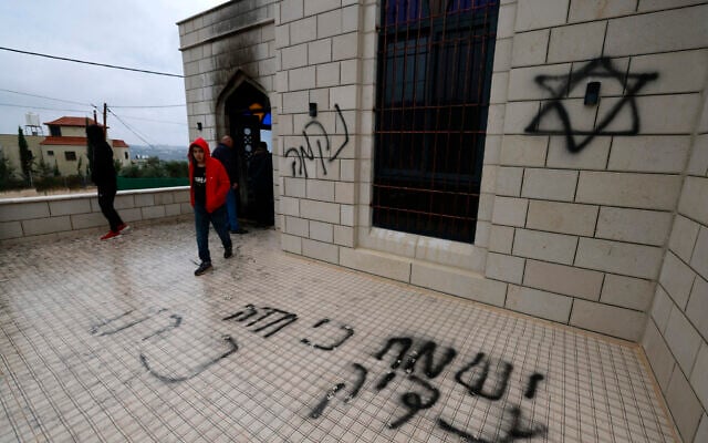 West Bank mosque set alight, vandalized in apparent settler assault