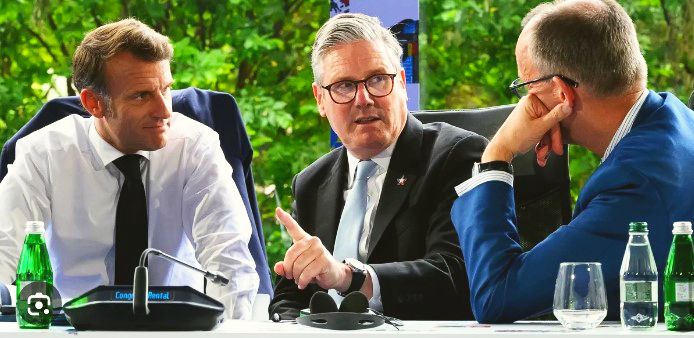 Emmanuel Macron,  Keir Starmer, Friedrich Merz  The EU’s pathetic response to Trump’s Iran attack