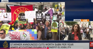 UK ‘Welfare not Warfare’ protest: Demonstrators oppose government welfare cuts UK ‘Welfare not Warfare’ protest: Demonstrators oppose government welfare cuts