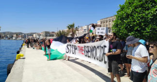 ‘Not on our island’: Syros residents block Israeli cruise ship in protest over Gaza
