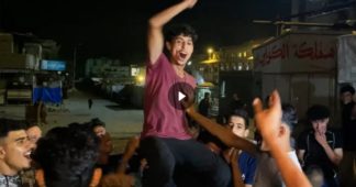 Palestinians in Gaza celebrate news of ceasefire deal