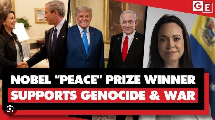Nobel Peace Prize winner supports Israel’s genocide & Trump’s war on Venezuela