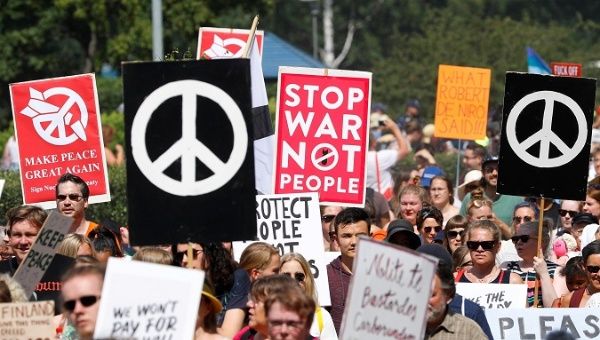 Mass Protests Greet Trump as He Lands in Helsinki for Summit