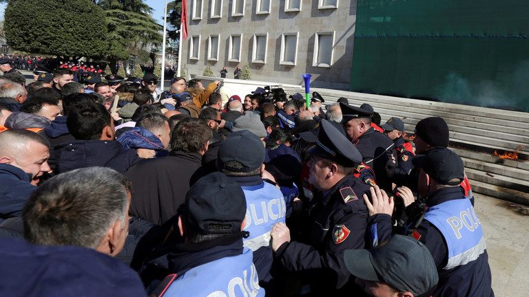 Chaotic scenes in Albania as opposition attempts to storm PM’s residence