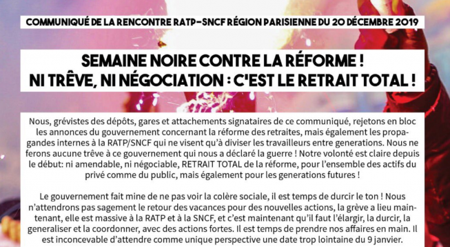 Semaine noire contre la réforme : ni trêve, ni négociation, c’est le retrait total !