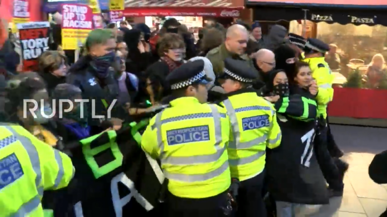 Scuffles with police in central London as outraged anti-Brexit protesters march on 10 Downing Street