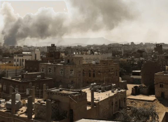 Saudi-led coalition intensifies Yemen air raids, hits grains port