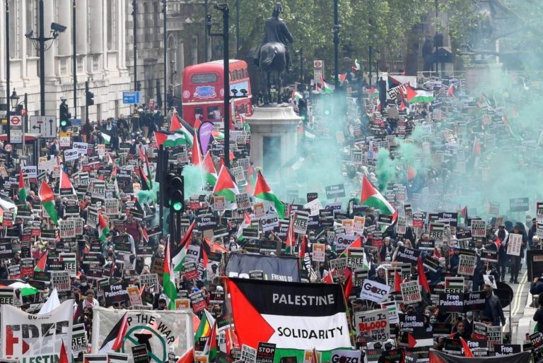 Tens of thousands attend largest pro-Palestine march in British history