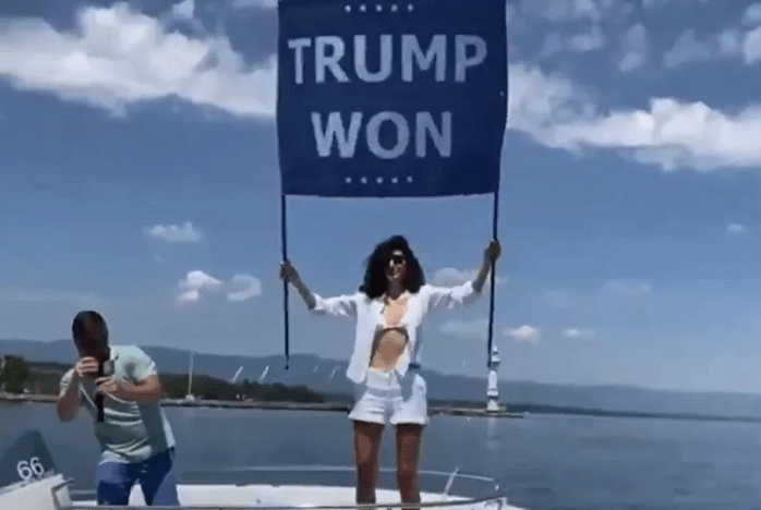 Osama bin Laden’s Niece Protests Putin-Biden Summit With ‘Trump Won’ Poster