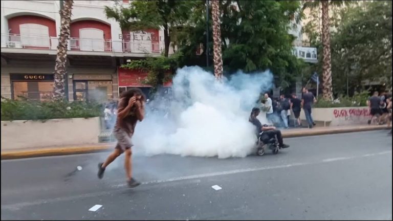 Disgraceful greek police runs amok at a peaceful protest in solidarity to anarchist on hunger strike