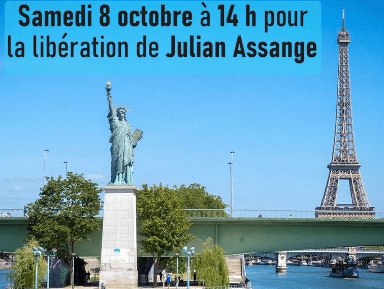 Comme ailleurs dans le monde, rassemblons-nous à Paris le samedi 8 octobre à 14h pour la libération de Julian Assange (communiqué)