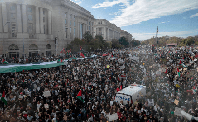 Massive march in Washington, as millions take part in global protests against the genocide in Gaza