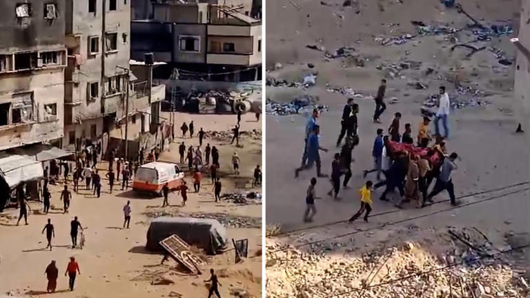 Video shows Israeli strike on crowd of people trying to help wounded boy