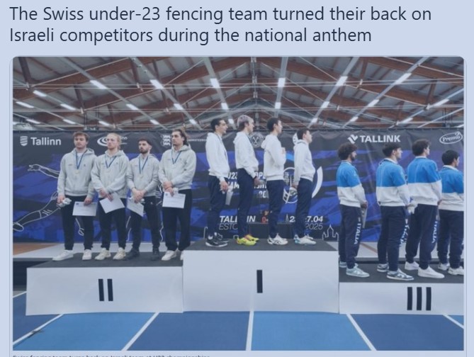 Swiss fencers turn backs on Israeli team in protest over Gaza genocide