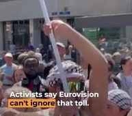 Protesters rally against Israel’s participation in Eurovision