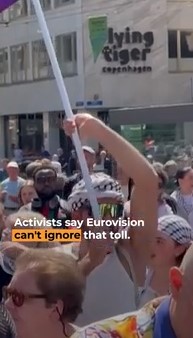 Protesters rally against Israel’s participation in Eurovision