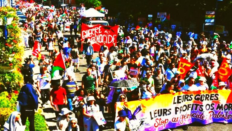 Plus de 4 000 personnes contre le salon du Bourget, le commerce de la mort et en soutien à la Palestine