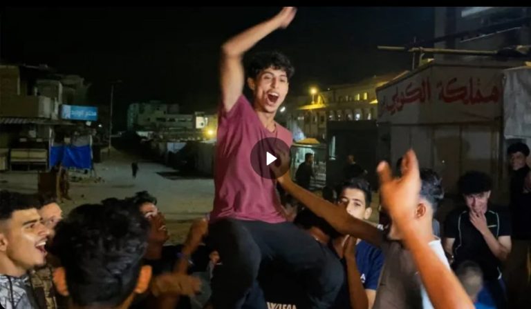 Palestinians in Gaza celebrate news of ceasefire deal