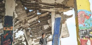 In pictures: Gaza artists turn rubble of homes destroyed by Israel into vibrant works of art