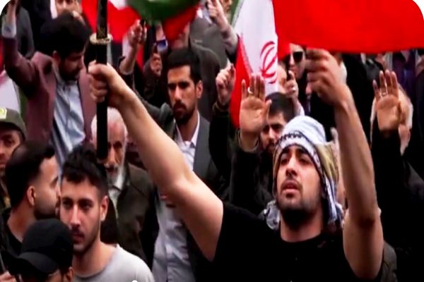 Pro-government demonstrators march in Tehran against US-Israel strikes