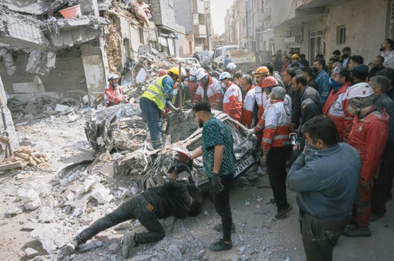 Photos show destruction in northwest Iran after strike hits a residential building