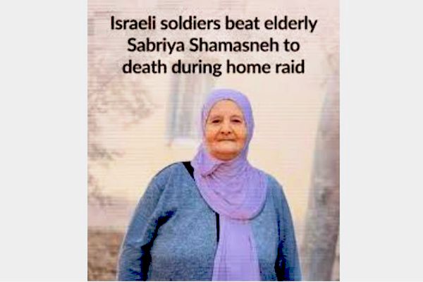 Israeli soldiers beat elderly Palestinian woman to death during West Bank home raid